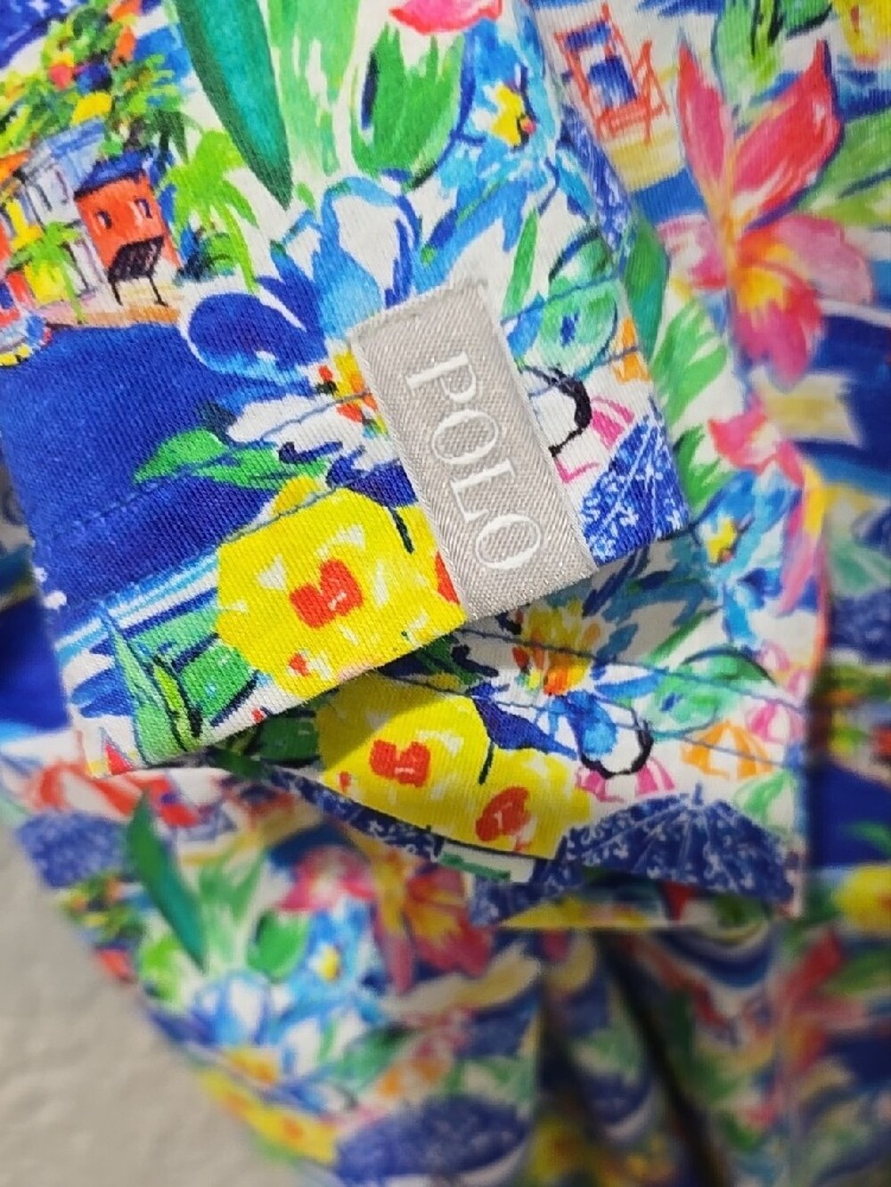 Polo Golf by Ralph Lauren Blue Multicolor Tropical Print Polo - Picture 5 of 9